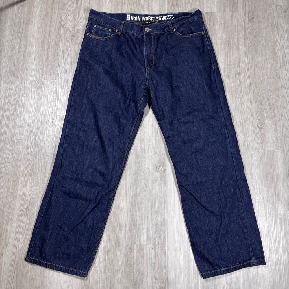 Iron Workers 10398 Mens Motorcycle Riding Jeans Blue Denim Straight Leg‎ Size 40